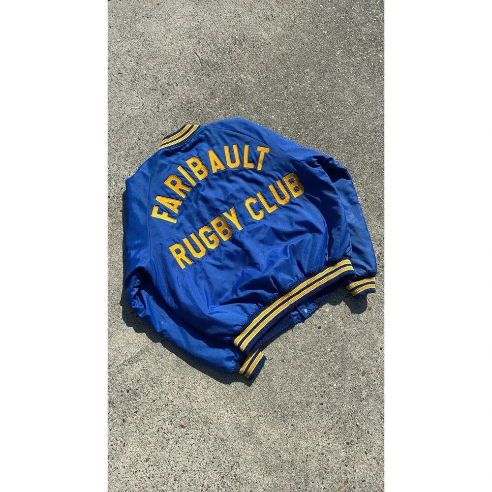 Vintage 1960s Butwin Faribault Boksprings Rugby Club Bomber Varsity Jacket Large